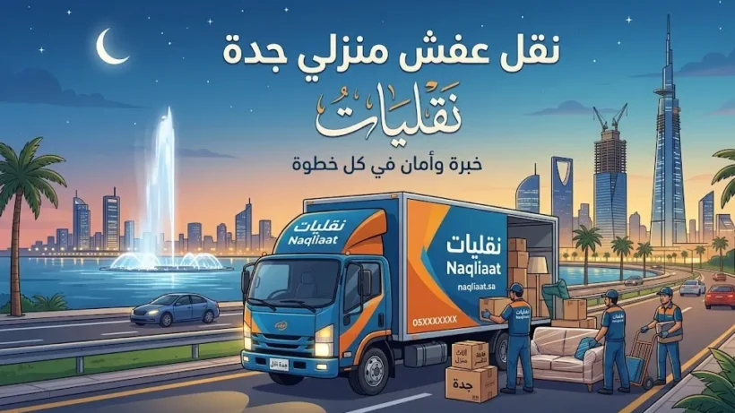 سيارة شركة نقليات مجهزة لخدمات نقل عفش منزلي جدة بأمان