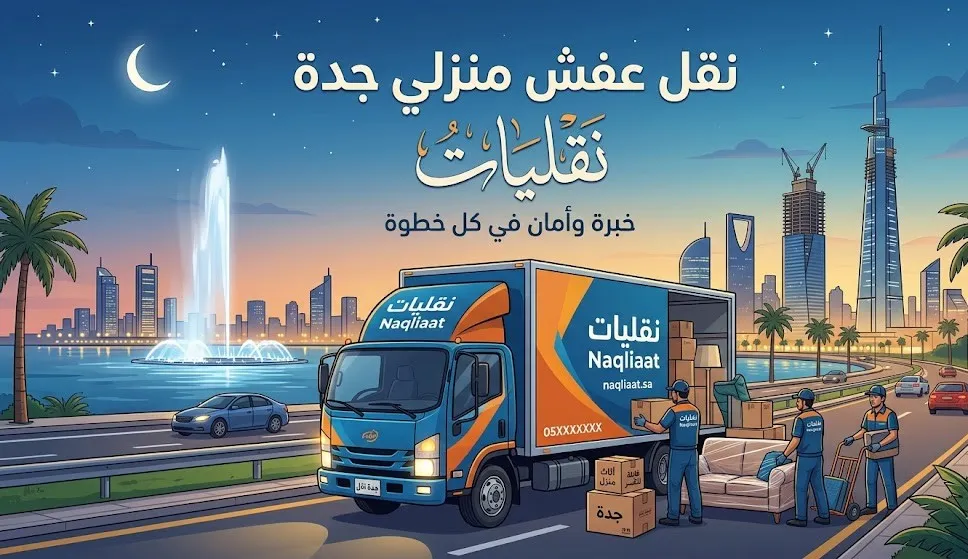 سيارة شركة نقليات مجهزة لخدمات نقل عفش منزلي جدة بأمان